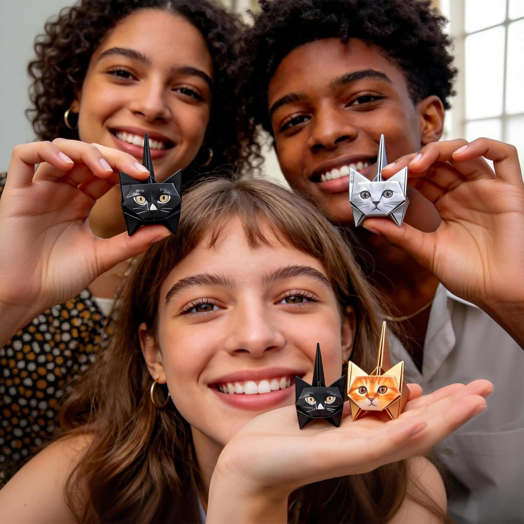 DIY Origami Paper Cat Kit – 50 Sheets Folding Paper to Create Cute Cat Figures, Creative Paper Craft Activity for Adults, Desk Decoration and Gift for Cat Lovers