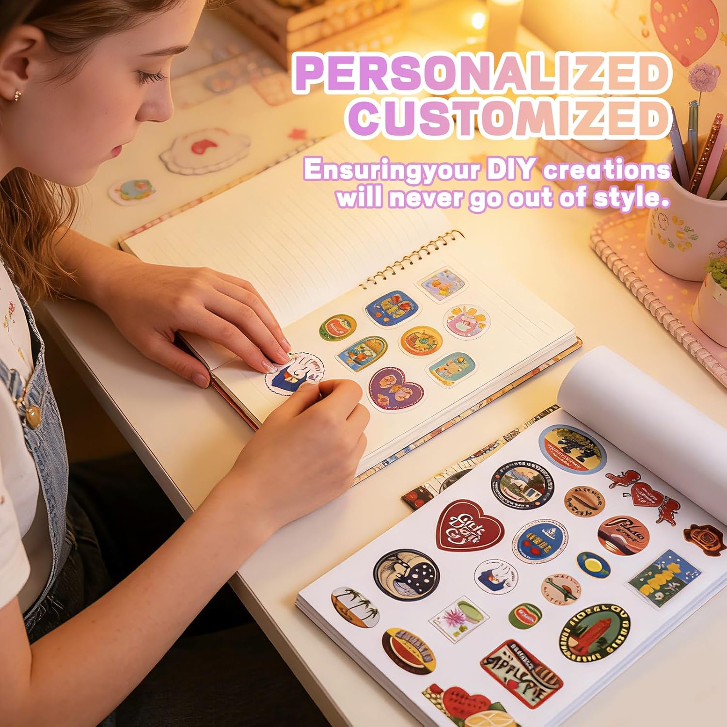 2026 New Girlhood Sticker Book Includes 1260+ Retro-Style Stickers,Cute Illustration Stickers,DIY Scrapbook Supplies,Vintage Girls’ Generation Inspired Stickers,DIY Creative Gifts for Teens