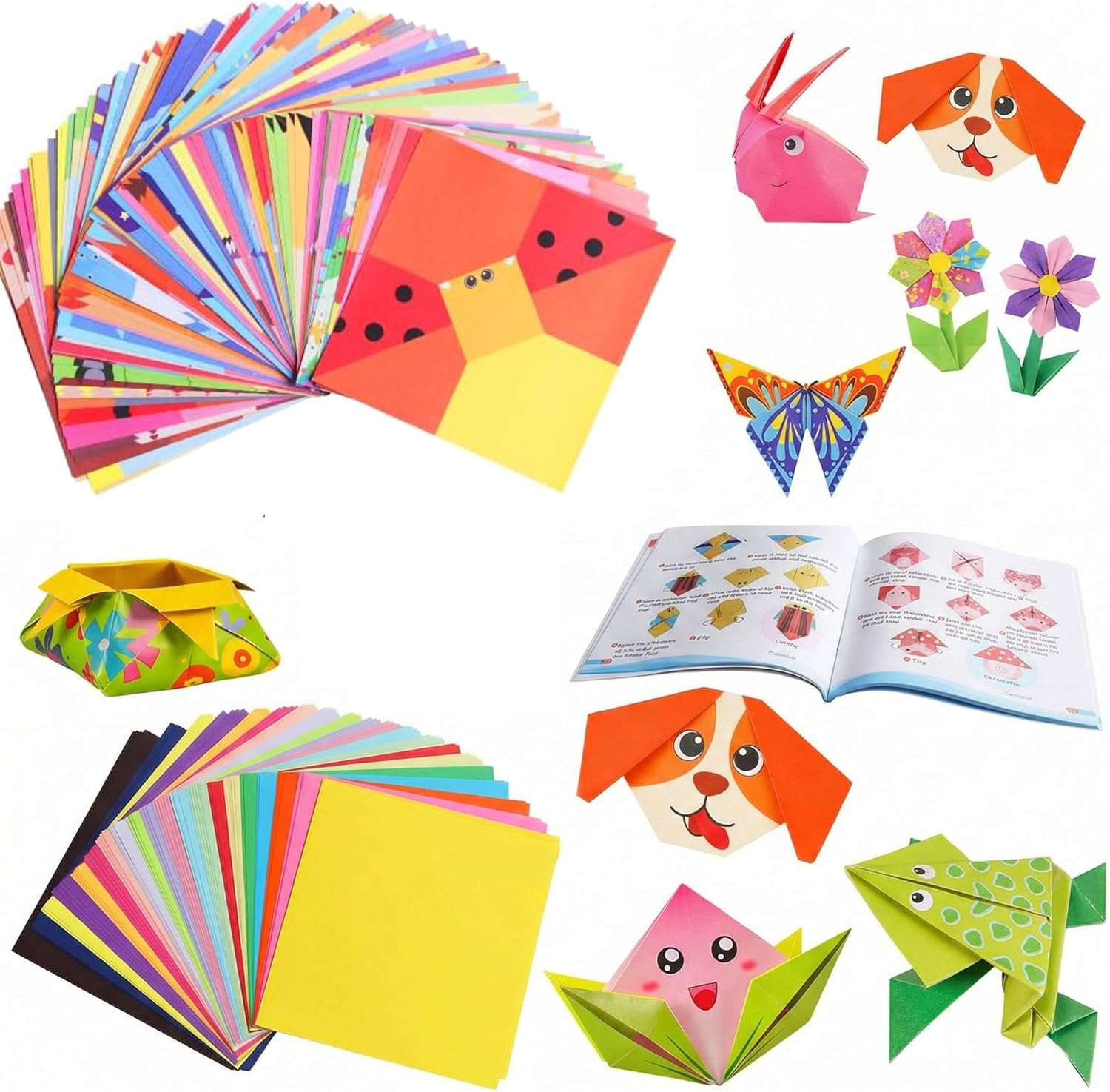 208 Sheets Kids Craft Origami Paper Kit, Cartoon Pattern Folding Paper Set with Guiding Book, DIY Art Craft Supplies for Kids Ages 5-8 8-12 Boys Girls Gifts Activity